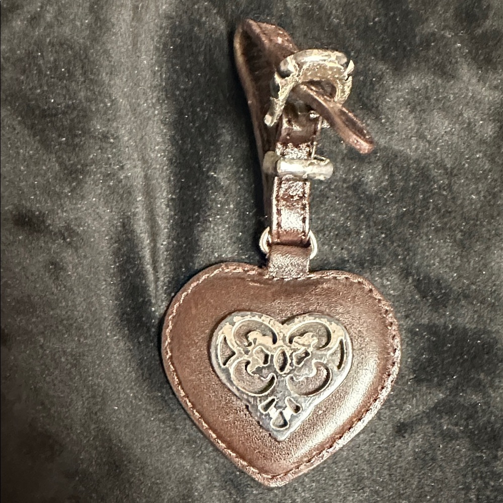 Brown Heart-Shaped Leather Keychain or purse charm
